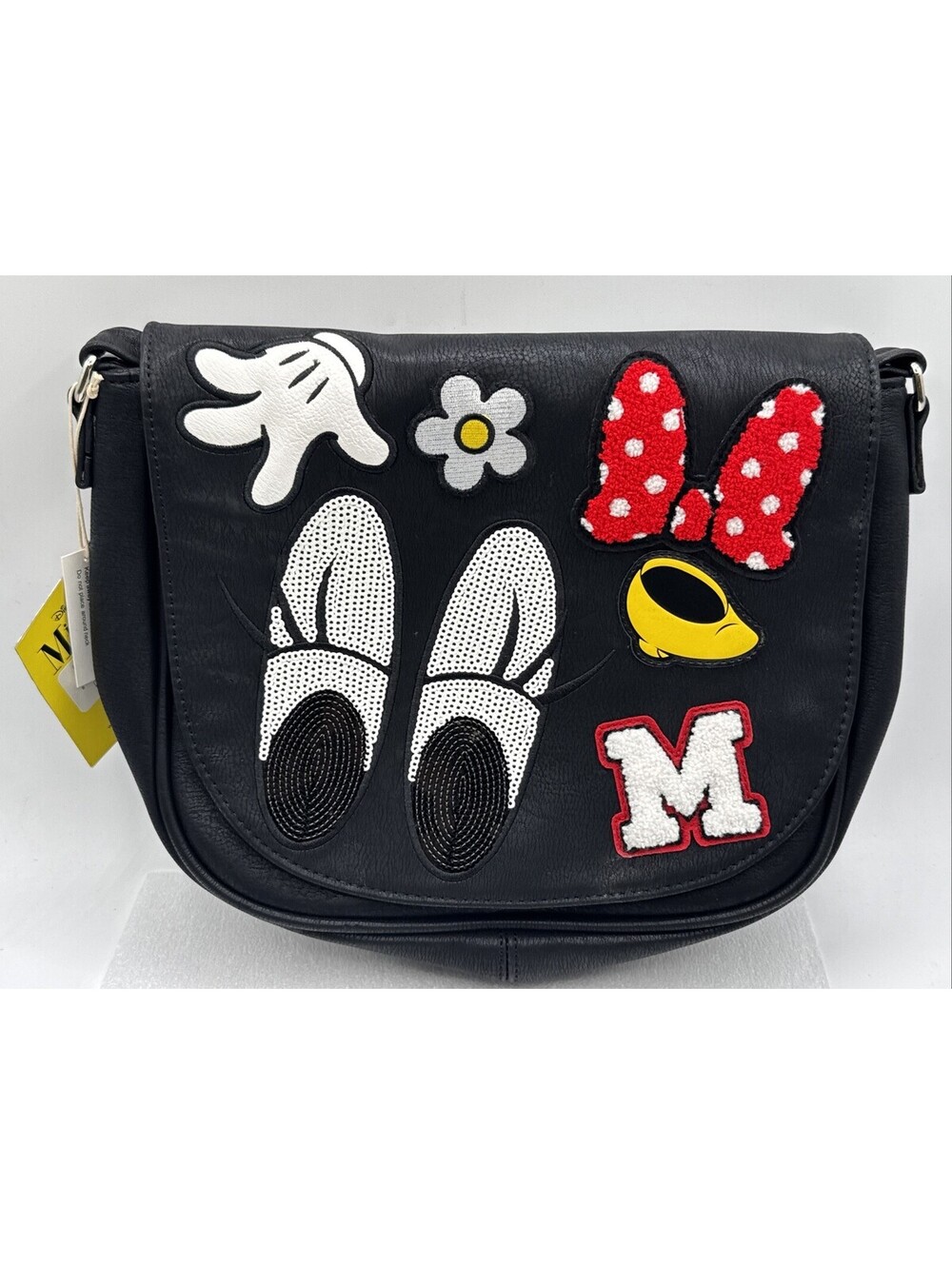 Disney LoungeFly Box Lunch Minnie Mouse Purse Patches Crossbody Saddlebag Purse